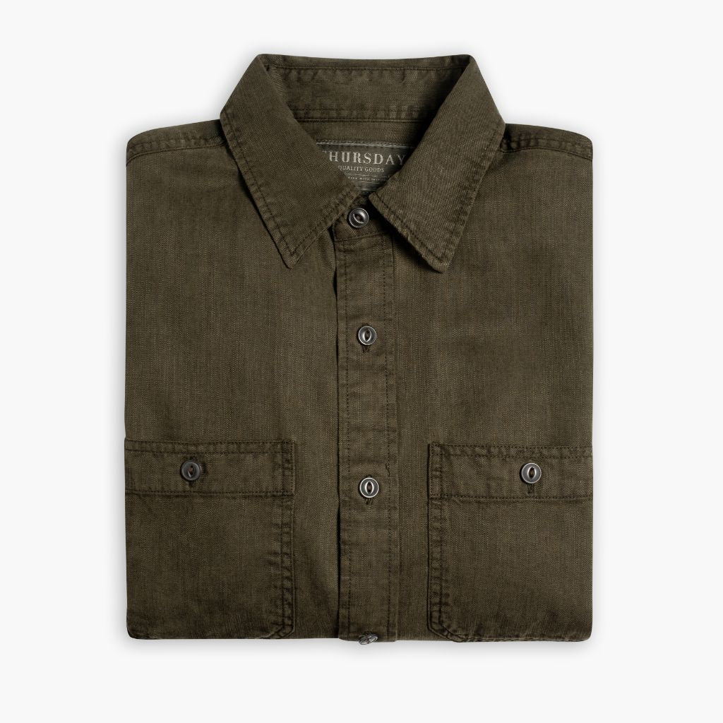 Chambray Workshirt | Olive - Image 3