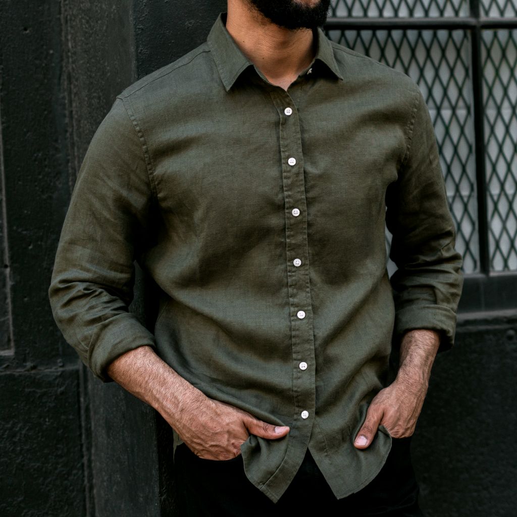 Linen Shirt | Olive - Image 6