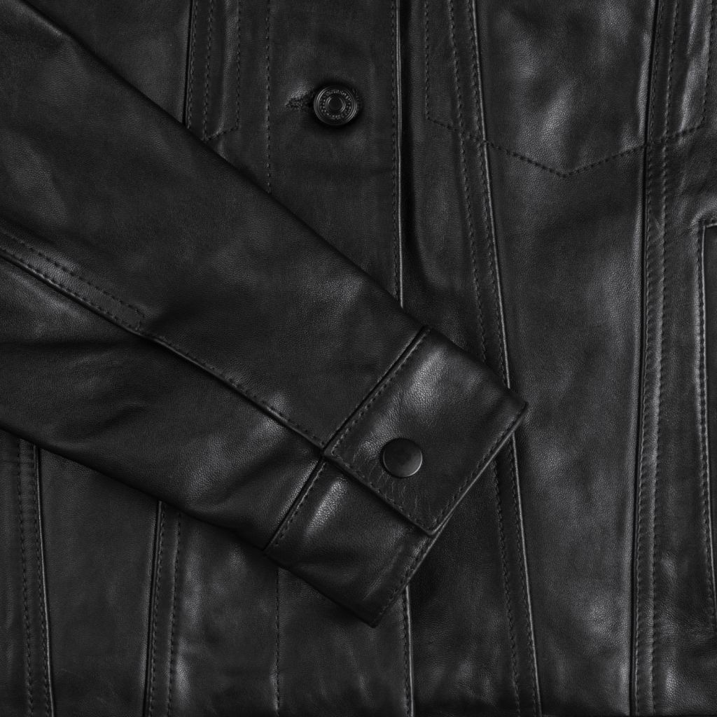 Leather Trucker Jacket | Black - Image 8
