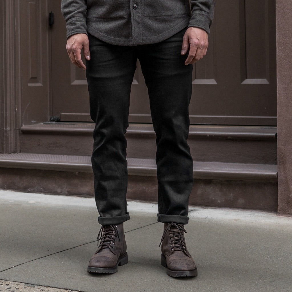 UB Stretch Selvedge Tapered Jeans | Black - Image 7